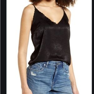 BP. Satin Scallop Cami, Black, L, EUC